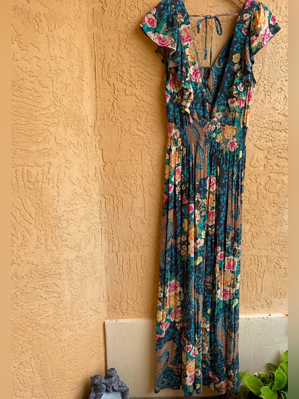 O'NEILL Rose Floral Paisley NOLEE Plunge Open Back Maxi  Boho Dress MEDIUM - Picture 5 of 16